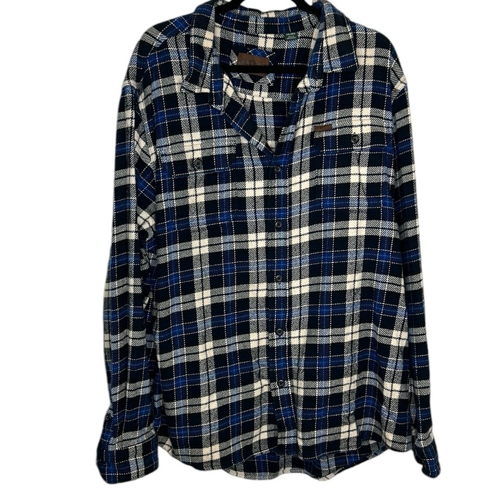 Orvis Men's Plaid Flannel Button Down Shacket Size XXL‎ Black Blue Casual Cozy